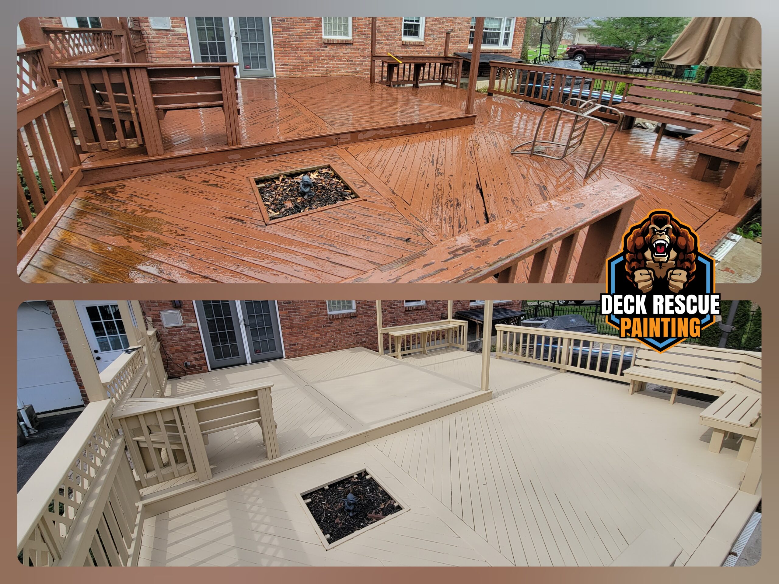 picture before and after Deck Rescue painting from Kong Armor in Loveland Ohio